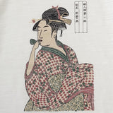 通油町Tシャツ「ポッピンを吹く女」 (白)
