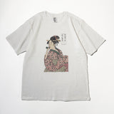 通油町Tシャツ「ポッピンを吹く女」 (白)