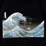 通油町Tシャツ「神奈川沖浪裏」 (黒)
