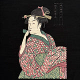 通油町Tシャツ「ポッピンを吹く女」 (黒)