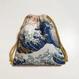 通油町総柄巾着「神奈川沖浪裏」
