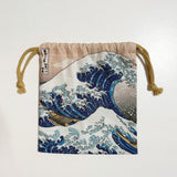 通油町総柄巾着「神奈川沖浪裏」
