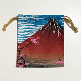 通油町総柄巾着「赤富士」