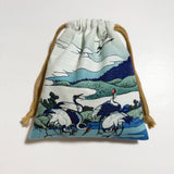 通油町総柄巾着「鶴富士」