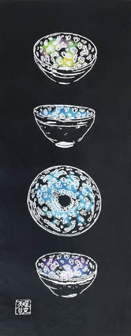 【Todaya】Tapestry Set (Oedo Nihonbashi, Yohhen Tenmoku Tea Bowl)