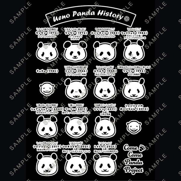 上野パンダヒストリー Tシャツ （ブラック）